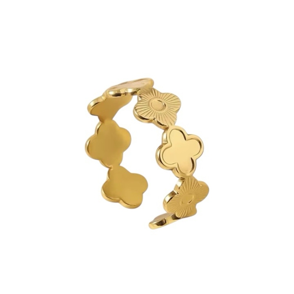 ◾️18k Gold Plated Flower Adjustable Ring